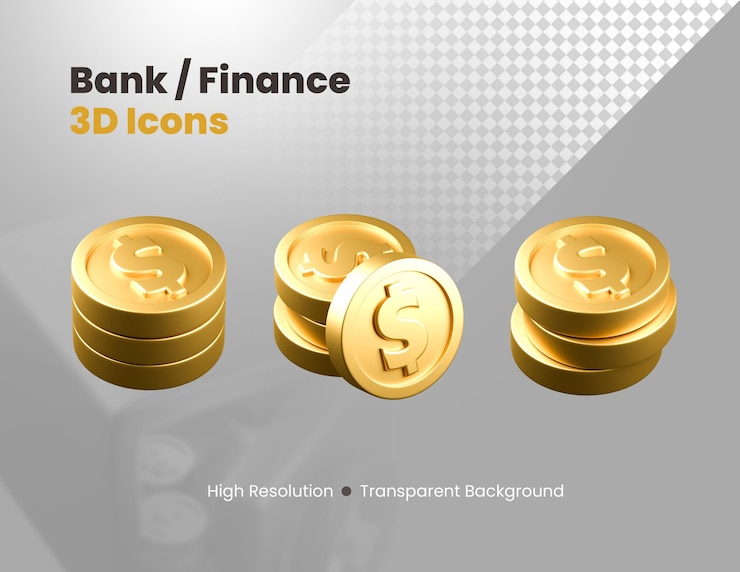 PSD Gratis set ikon 3d perbankan keuangan