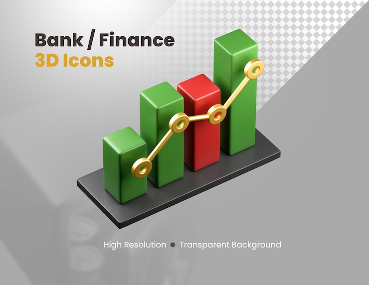 PSD Gratis set ikon 3d perbankan keuangan