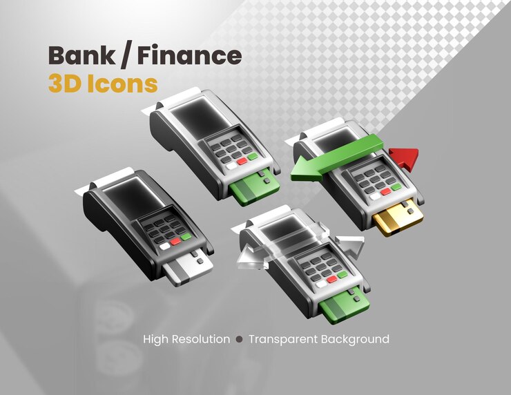 PSD Gratis set ikon 3d perbankan keuangan