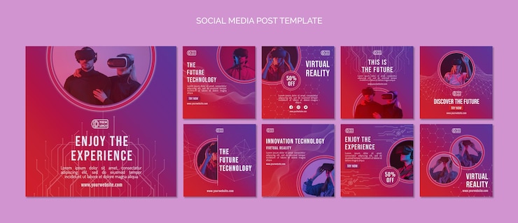 PSD Gratis set postingan media sosial teknologi