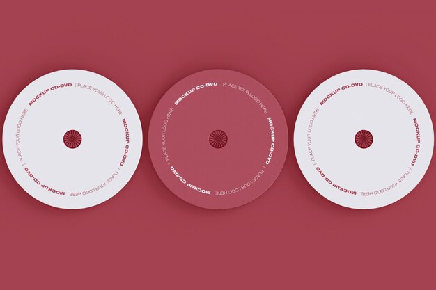 Set van drie cd-schijven mockup