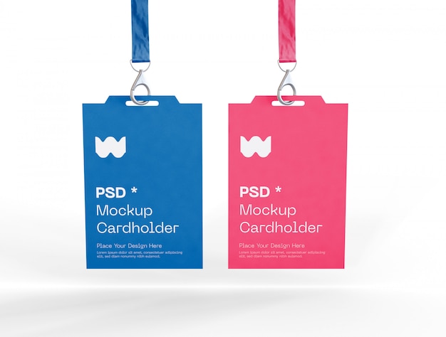 Set van twee badge-identiteitskaarten mockup