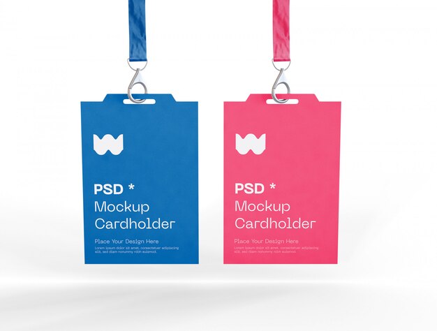 Set van twee badge-identiteitskaarten mockup