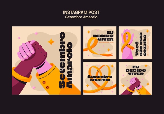 Gratis PSD setembro amarelo awareness instagram-berichten