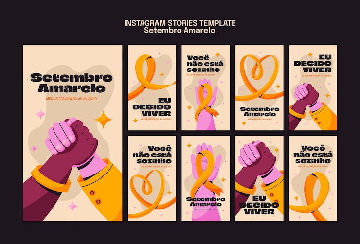 Gratis PSD setembro amarelo bewustwording instagram-verhalen
