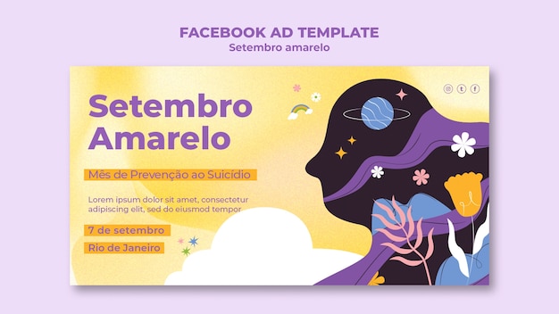 Gratis PSD setembro amarelo facebook-sjabloon