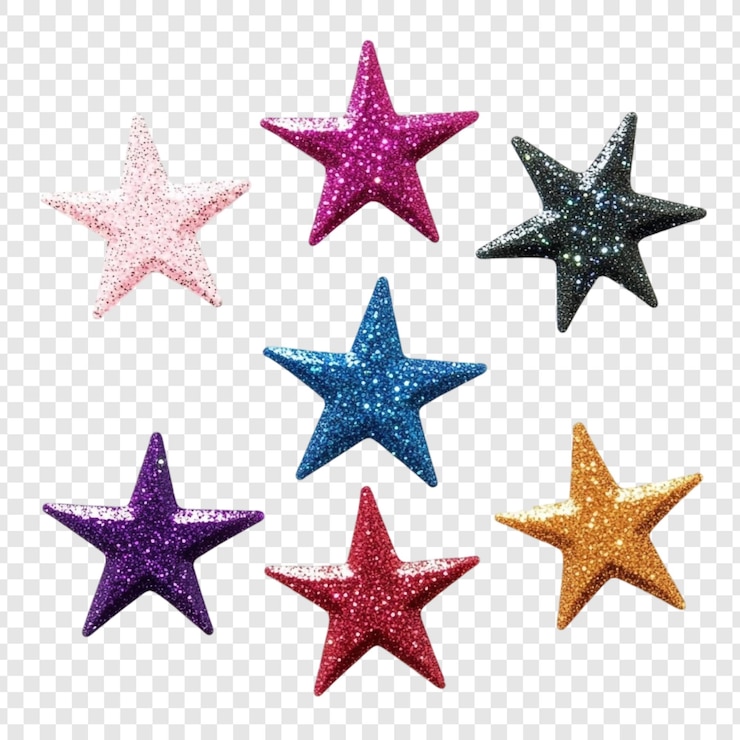 PSD gratuito sette stelle scintillanti e dai colori vivaci