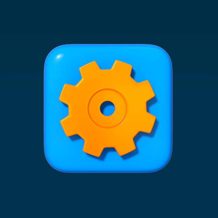 PSD gratuito settings icon in 3d cartoon style