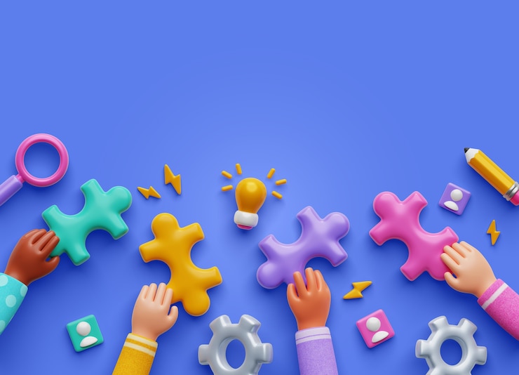 PSD gratuito sfondamento del concetto di lavoro in squadra 3d