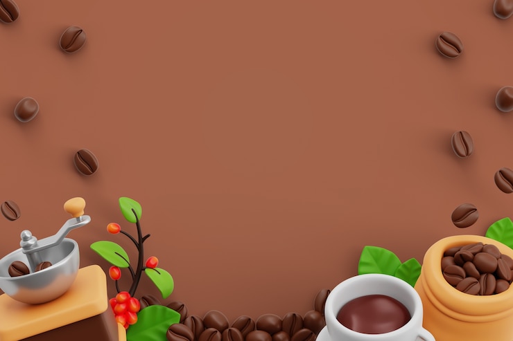 PSD gratuito sfondio 3d per la giornata internazionale del caffè