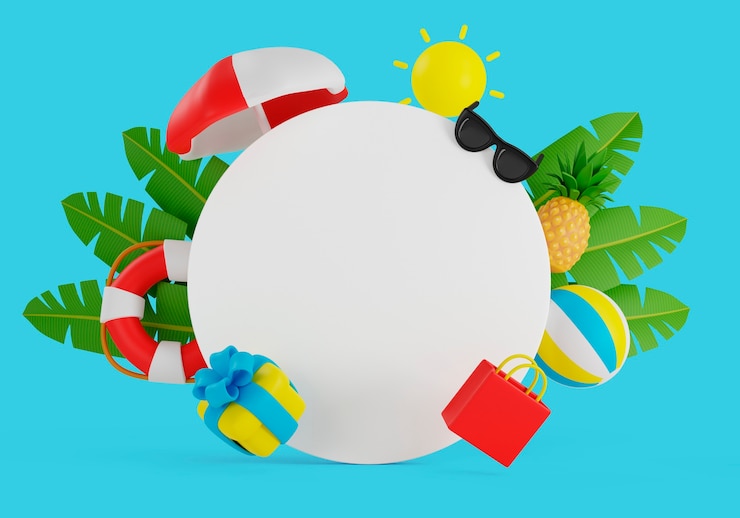 PSD gratuito sfondo 3d per l'estate con l'essenziale