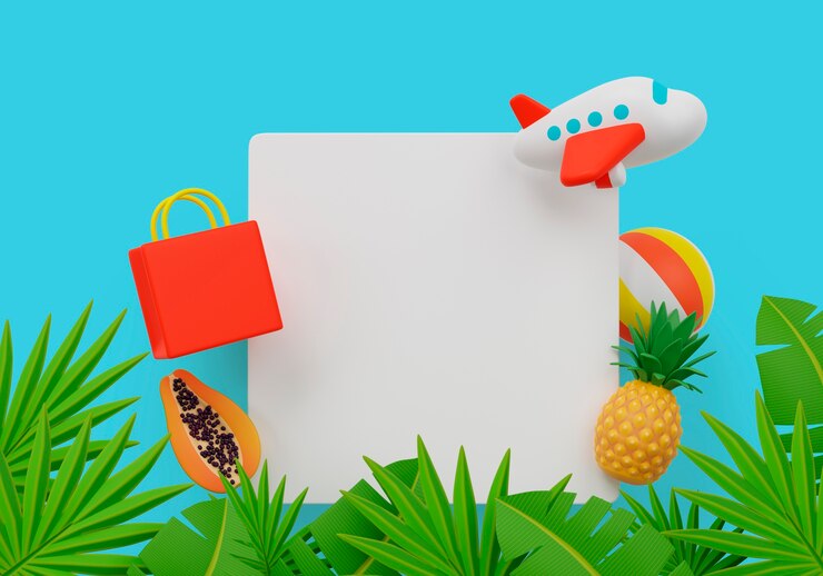 PSD gratuito sfondo 3d per l'estate con l'essenziale