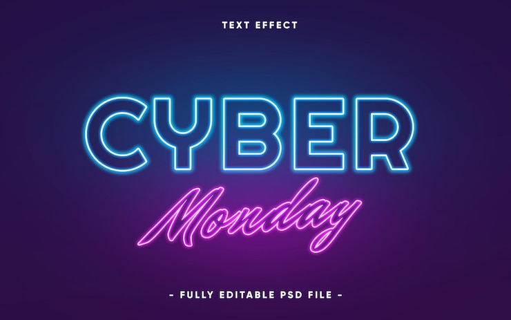 Sfondo del cyber lunedì con effetto testo modificabile