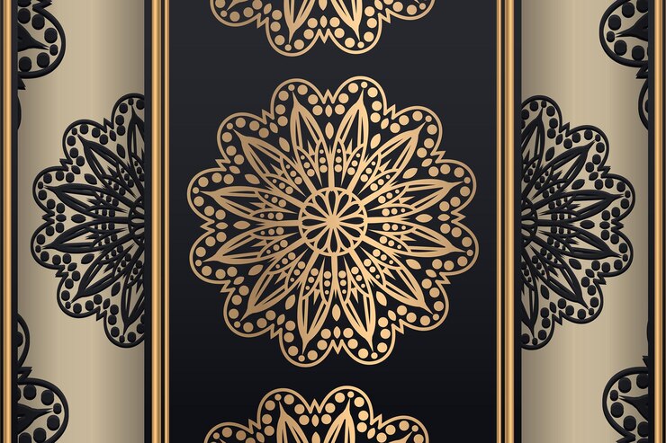 PSD gratuito sfondo di design di lusso mandala ornamentale in colore oro