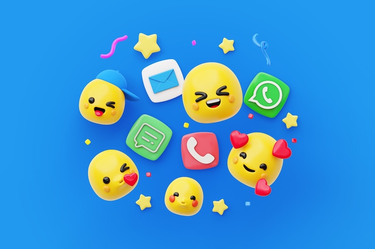 PSD gratuito sfondo di social media con emoji