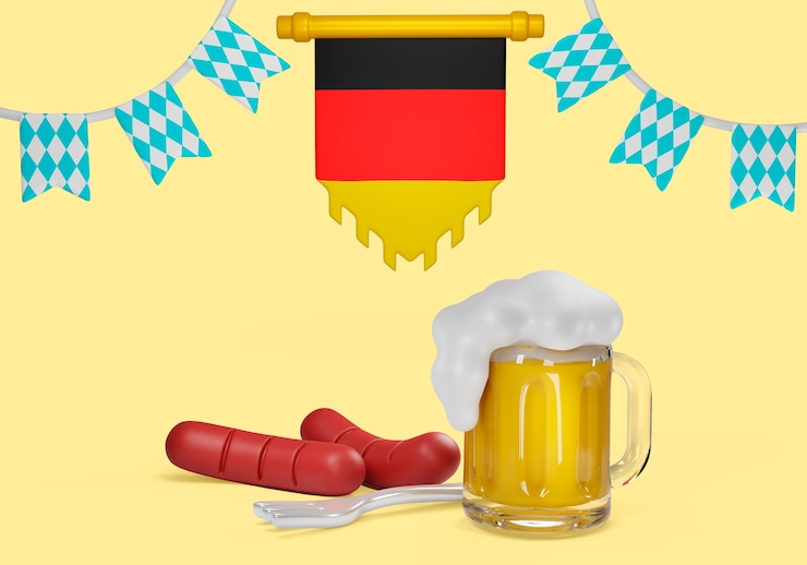 PSD gratuito sfondo oktoberfest con salsicce