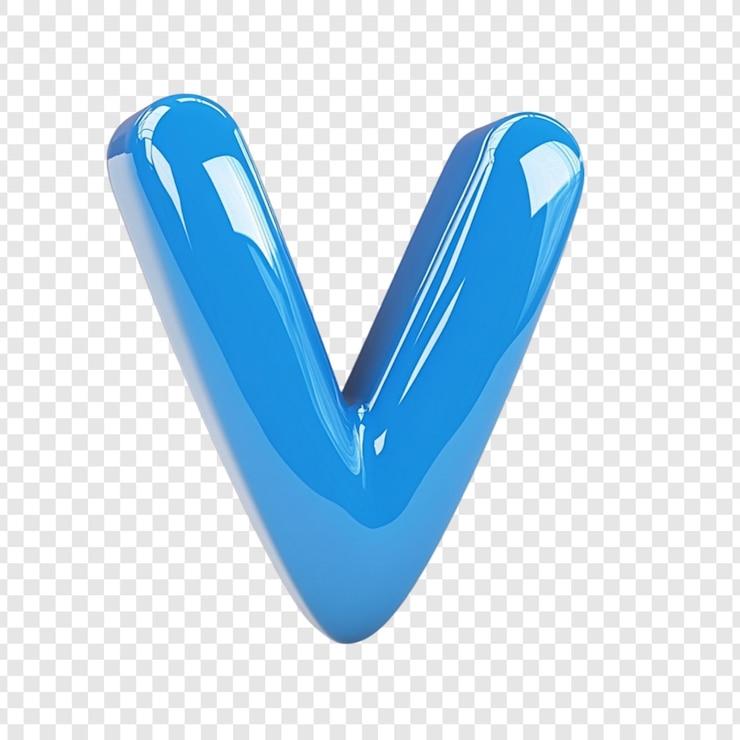 PSD Gratis shiny blue v letter 3d render alphabet