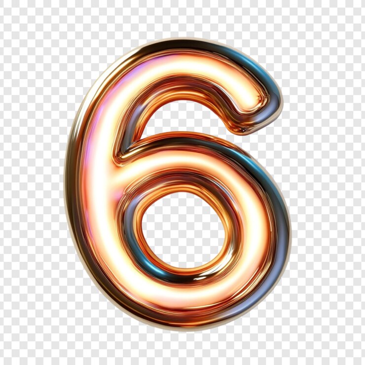 PSD gratuito shiny gold numero sei 3d render design