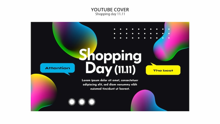 PSD Gratis shopping day celebration youtube cover template