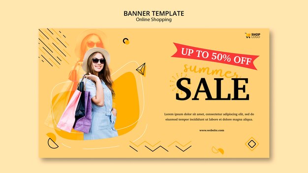 Shopping online in stile modello banner