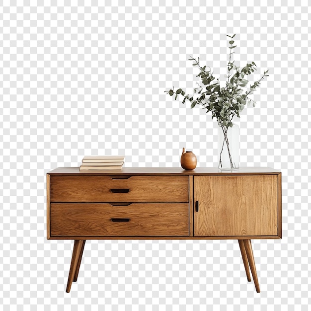 Sideboard moderno de madera de mediados de siglo con eucalipto