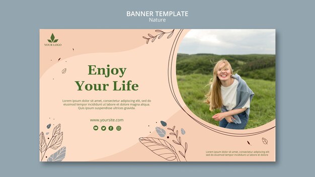 Siente la plantilla de banner de naturaleza