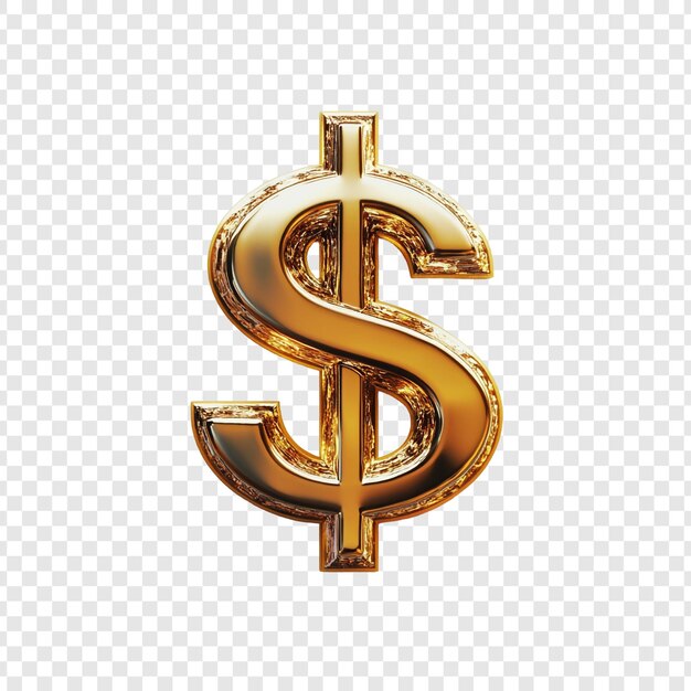 Signo de dólar dorado 3D Render Símbolo de lujo Riqueza Finanzas Moneda Dinero Éxito Negocio Inversión Economía Abundancia Prosperidad Capital Crédito Pago Transacción