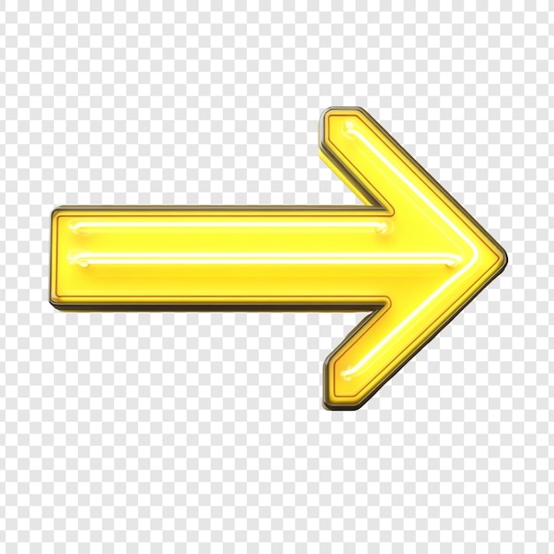 Signo de flecha de neón amarillo brillante
