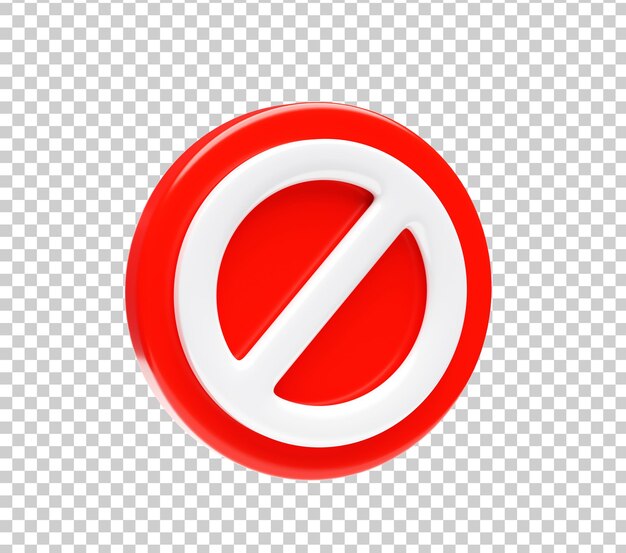 Signo de icono restringido sin icono de advertencia o símbolo de parada peligro de seguridad Ilustración 3D