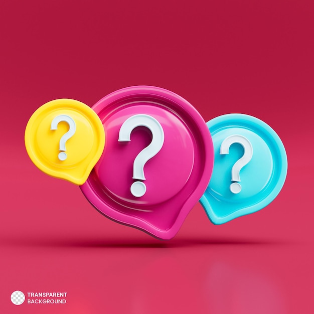 Signo de interrogación en el color de la burbuja del habla del año 2023 Ilustración 3d