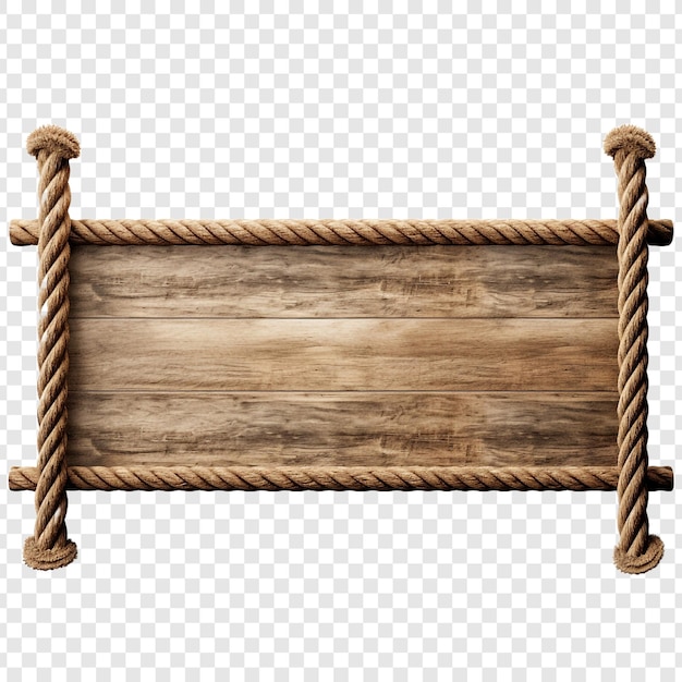 PSD gratuito signo de madera con cuerdas aislado sobre un fondo transparente