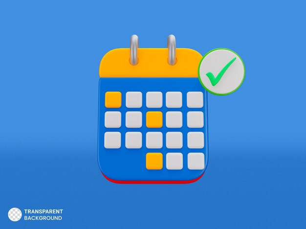 Signo de marca de verificación de calendario para confirmar icono de fecha aislado