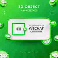 PSD gratuito sigue con nosotros en el perfil de wechat medios sociales renderizado en 3d aislado para composición