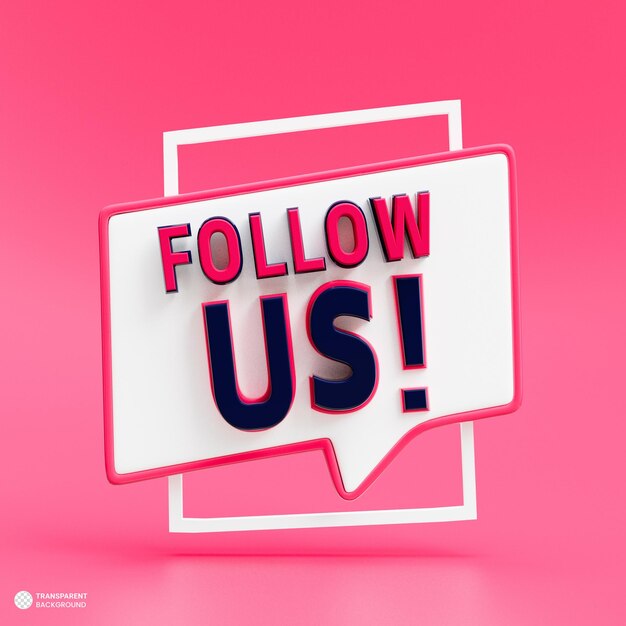 Síguenos icono 3d render ilustración