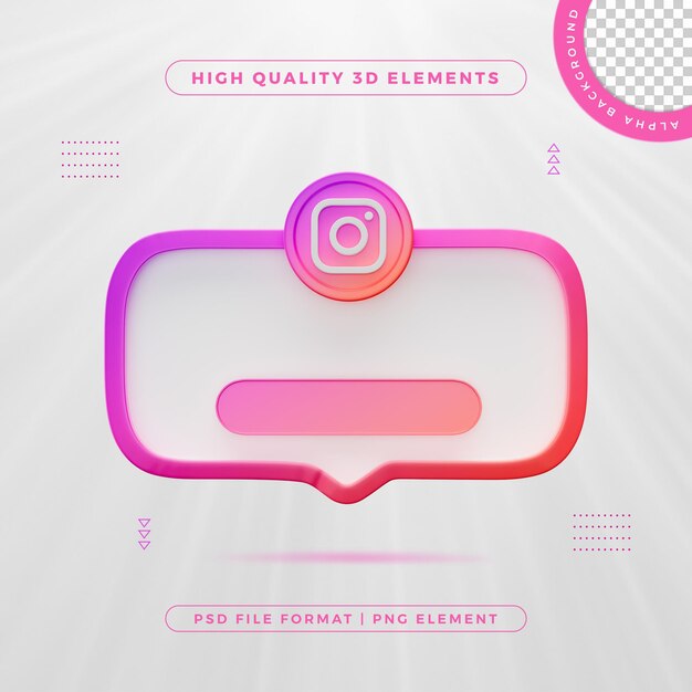 Siguenos en Instagram Icon de elemento de banner Renderizado en 3D aislado