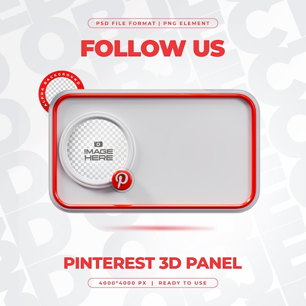 Siguenos en el perfil de Pinterest Medios sociales Renderizado en 3D aislado para composición