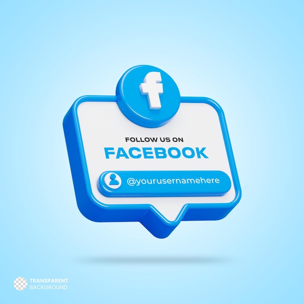 Síguenos en las redes sociales de Facebook 3d render banner