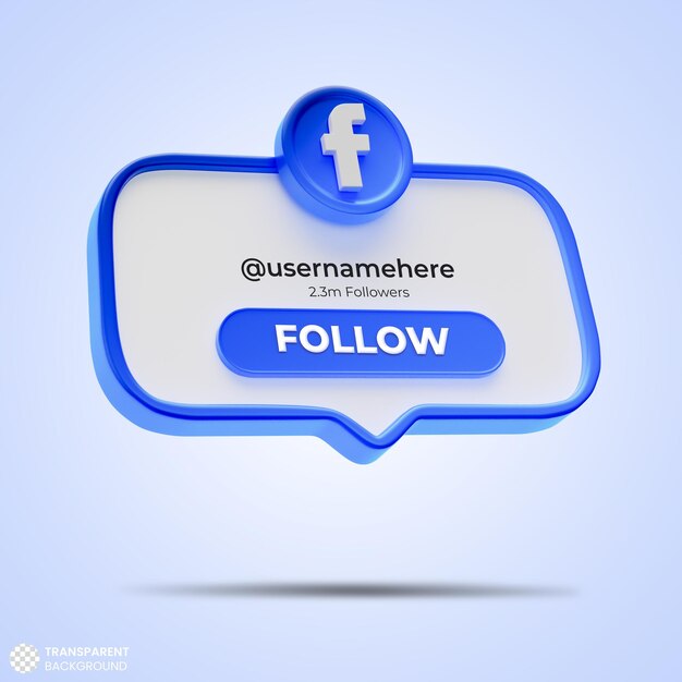 Siguenos en las redes sociales de Facebook 3d Render Banner