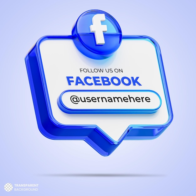 Siguenos en las redes sociales de facebook 3d render banner