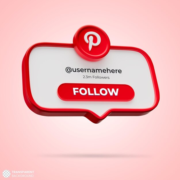 Siguenos en las redes sociales de Pinterest 3d Render Banner