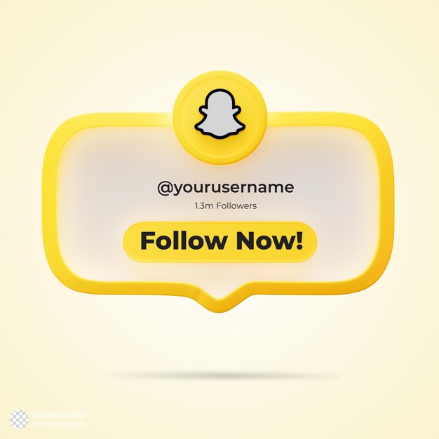 Siguenos en las redes sociales de Snapchat 3d Render Banner