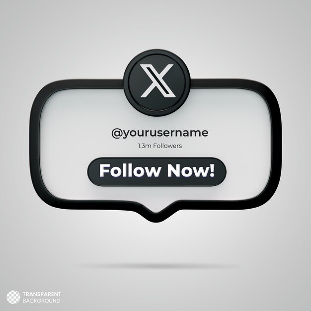 Siguenos en X Twitter Medios sociales 3d Render Banner