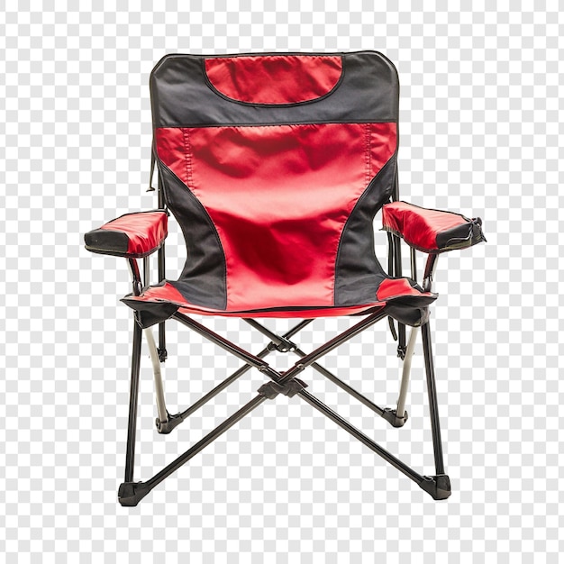 Silla de acampada roja portátil para relajarse con un asiento plegable al aire libre