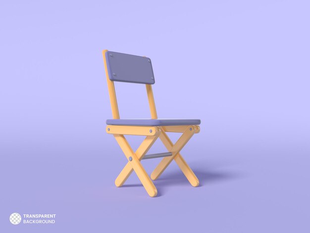 silla plegable, icono, aislado, 3d, render, ilustración