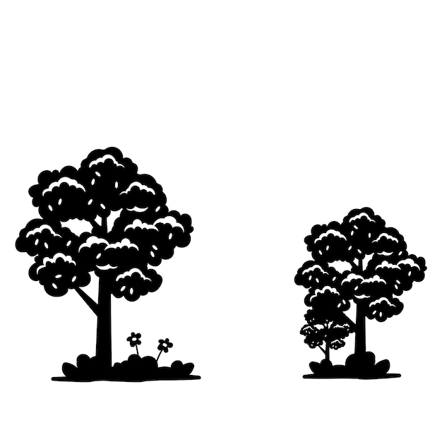 Silueta de árboles aislados