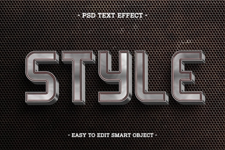 PSD Gratis silver style steel text effect