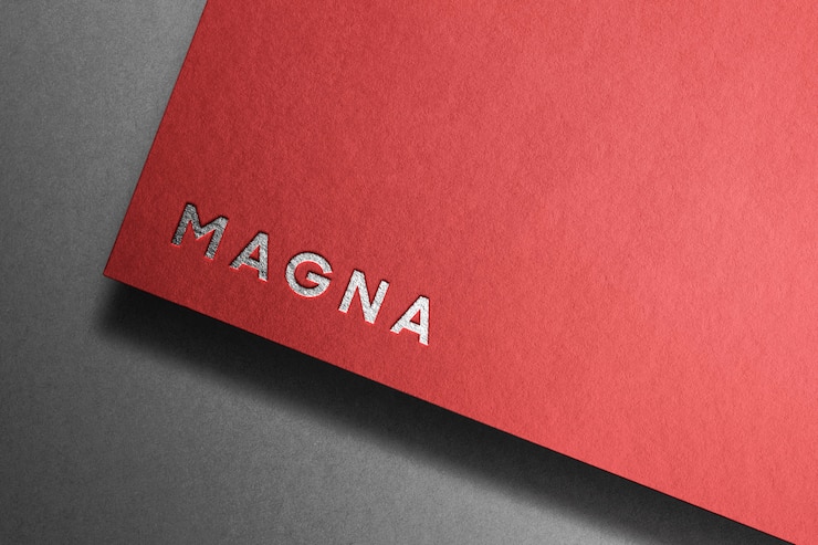 PSD Gratis silver word template on red paper