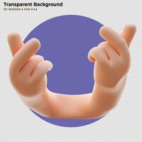 PSD gratis símbolo del corazón del dedo por la mano de dibujos animados. representación 3d