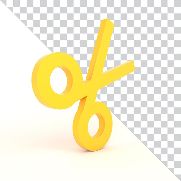 Símbolo de porcentaje de descuento amarillo 3D