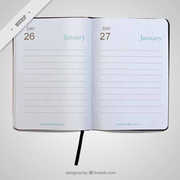PSD gratuito simple open diary mockup